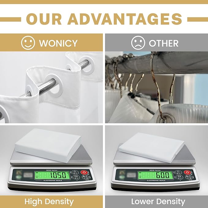 Extra Long No Hook Shower Curtain with Snap in Liner, Polyester Textured Shower Curtain with Liner Set, Waterproof Washable Hotel Style Shower Curtains for Bathroom, 71Wx86H, White