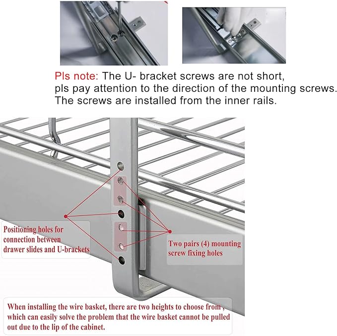 DINDON 2 Tier Pull Out Cabinet Organizer (11" W x 18" D) Heavy-Duty Metal Sliding Drawer Shelf, Two Tier Pull Out Shelves for Kitchen Cabinets, Pantry, Bathroom, Chrome Finish