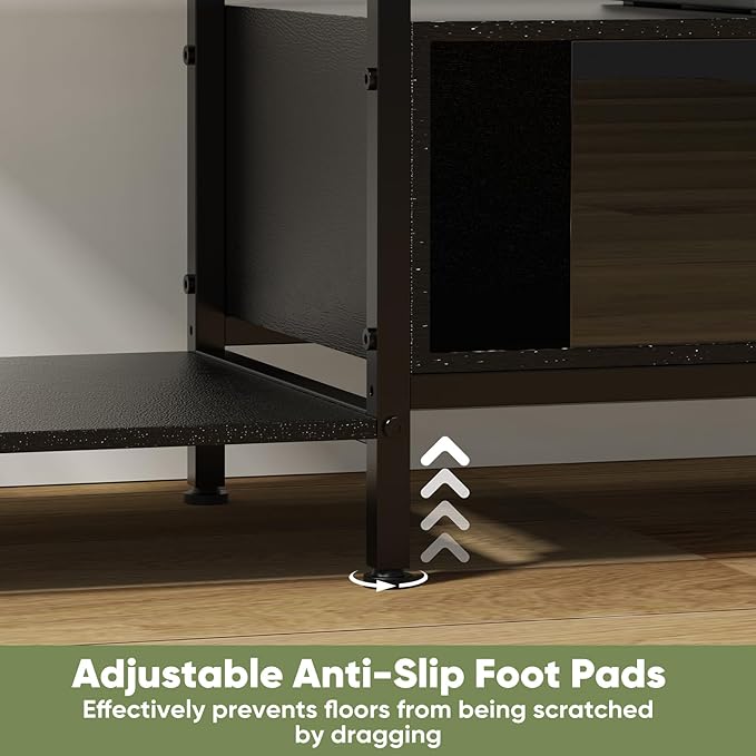 TV Stand, 63 Inch TV Stand for 50"-75" TV, Entertainment Center with Power Outlets & Open Storage Shelves, TV Media Console for Living Room, Bedroom, Black