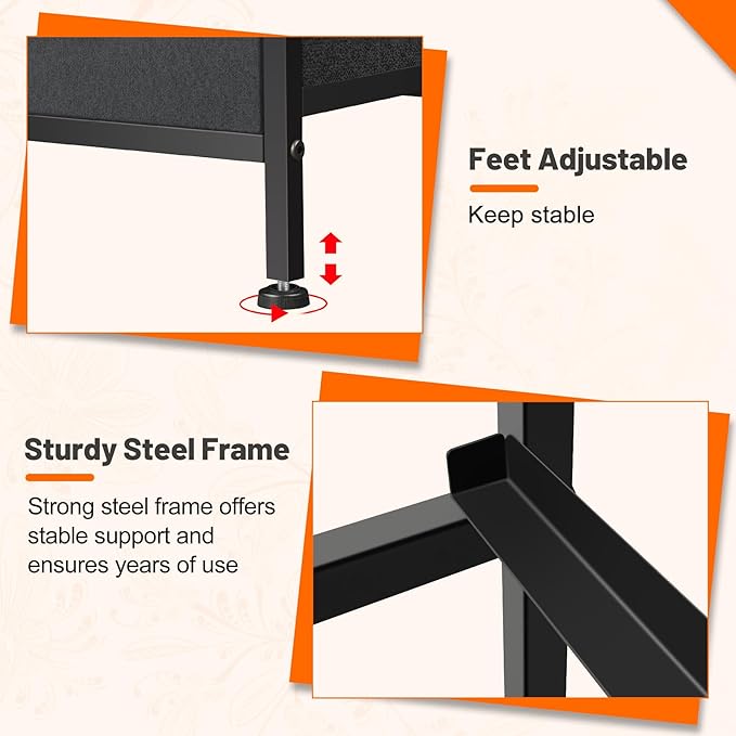 Dresser for Bedroom with 10 Drawers, Chest of Drawers, Storage Drawers Organizer Unit, Black Wide Fabric Dresser with Fabric Bins for Closet, Living Room, Entryway (Black and Rustic Brown)