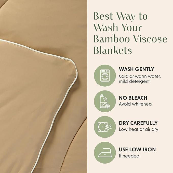 Springtree Home Luxury Viscose from Bamboo Blanket & Comforter | Viscose from Bamboo Twin Size Blanket- 60" x 90" | Cooling Blanket & Comforter | Breathable & Lightweight | Twin - Oxford Tan