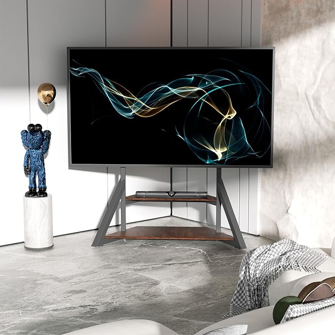 unho Large Mobile TV Floor Stand with Wheels for 65 75 85 86 90 100 inch TVs, Heavy Duty Rolling TV Mount Cart with Television Stands for Living Room Entertainment Max VESA 800x600mm, Up to 220 lbs