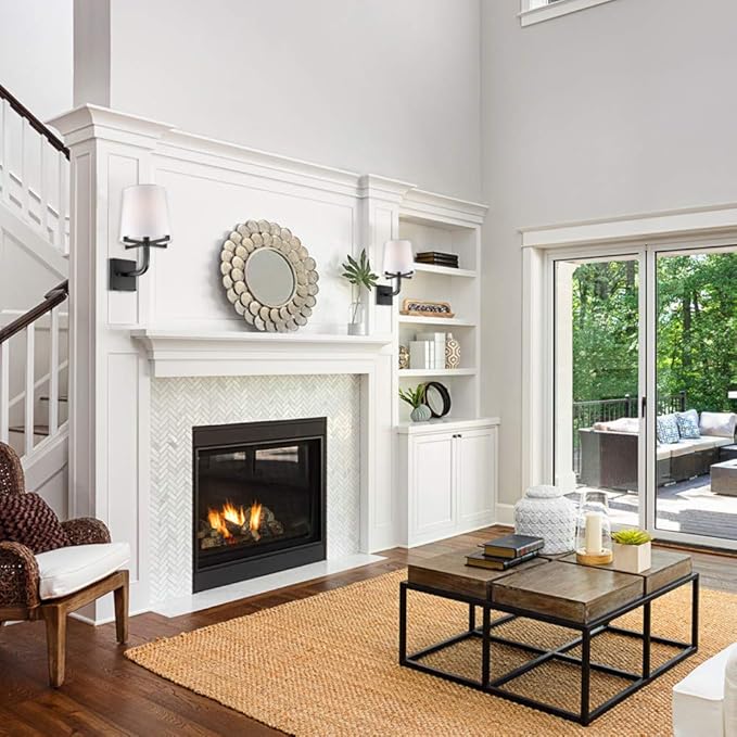 Globe Electric 51515 Valerie 1-Light Plug-in or Hardwire Wall Sconce, 6ft Black Fabric Covered Cord, Inline On/Off Rocker Switch, Dark Bronze with White Shade, Bulb Not Included