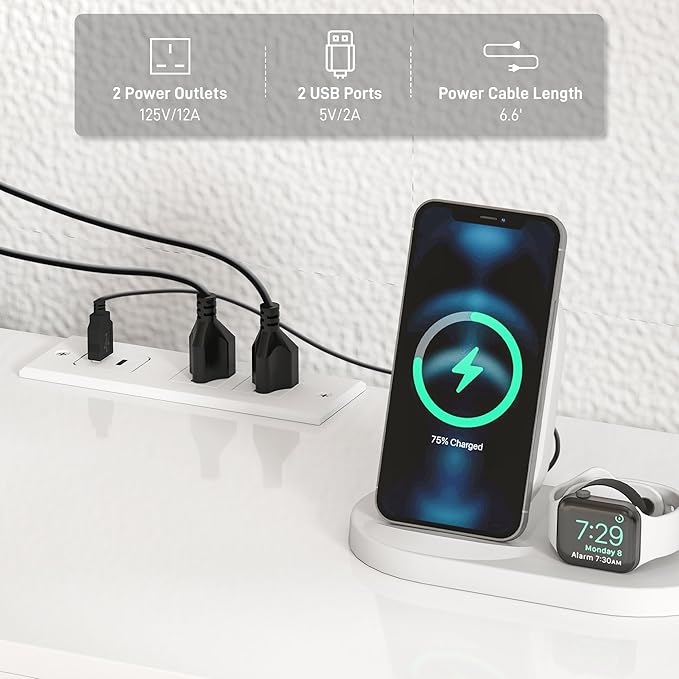 HOMCOM Modern TV Stand with LED Lights and Power Outlets for 55 Inch TV, 51" High Gloss Entertainment Center with Adjustable Glass Shelves, TV Console for Bedroom, Living Room, White