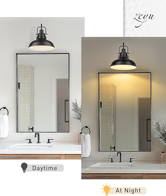 zeyu 11 Inch Modern Gooseneck Barn Light, 1-Light Wall Sconces, Industrial Wall Lantern for Porch, Kitchen, Black Finish, 016-1B BK