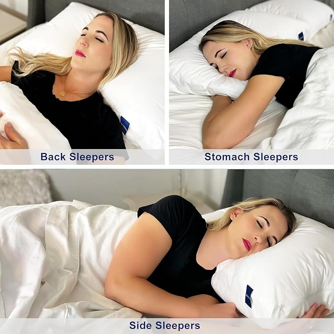 ACCURATEX Hybrid Pillow for Sleeping, Adjustable Shredded Memory Foam Pillow Core with Fluffy Down Alternative Fill Removable Cotton Cover,for Side,Back,Stomach Sleepers,Standard Size