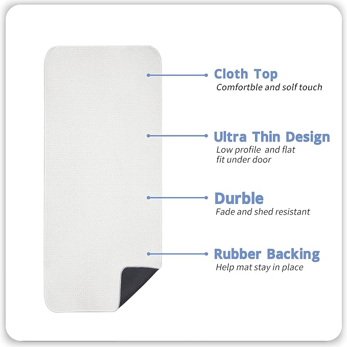 Bath Mat,Ultra Thin Bathroom Runner Rugs,Large Bath Mats for Bathroom,Quick Dry,Non-Slip,Machine Washable,Low Pile,Bath Rug,Shower Outside,Sink,Home Decor Accessories.White,2'x5'（24x60inch）