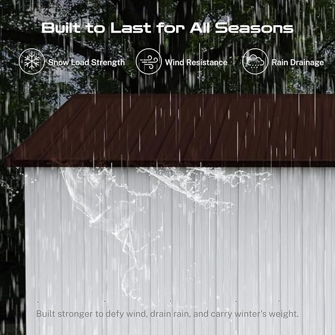 10 x 12 FT Outdoor Storage Shed, Metal Garden Tool Shed with Slooping Roof, Lockable Doors and Windows, Easy to Assemble for Garden, Patio, Lawn, White