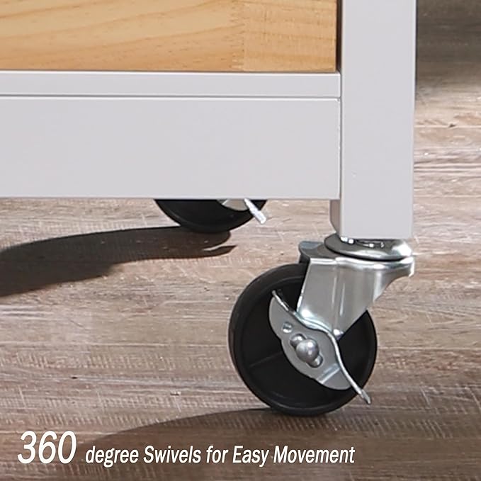 PHI VILLA Kitchen Island Cart on Wheels - Rolling Kitchen Table with Storage