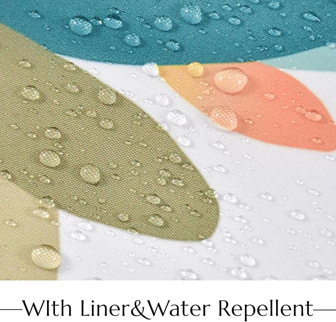 No Hook Shower Curtain with Snap in Liner, Colorful Flower Floral Heavy Duty See Through Window Waterproof Machine Washable Bathroom Curtain 71" W x 74" L (Pack of 1)