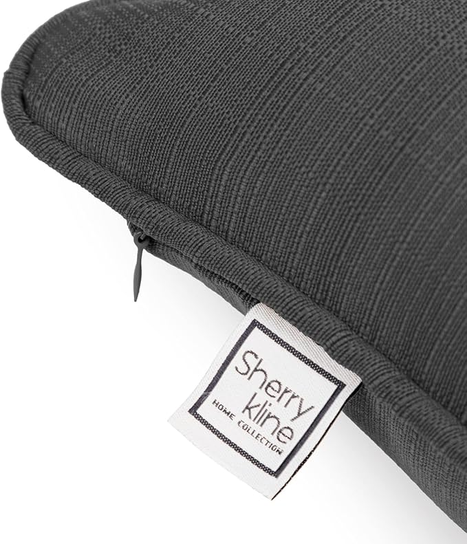 Sherry Kline Sunrise Indoor/Outdoor Square Corded Edge Filled Pillow Charcoal Grey 18"x18" Set of 2