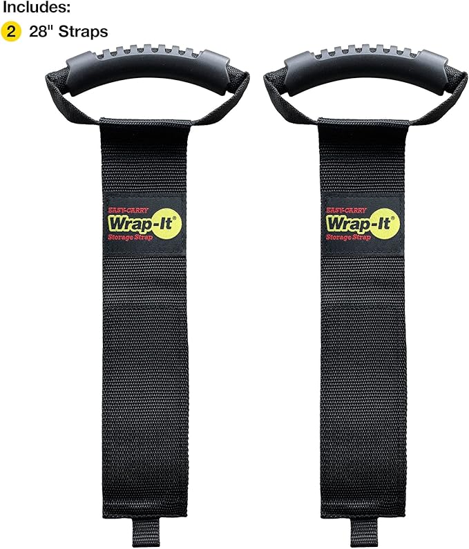 Easy-Carry Wrap-It Storage Straps - 28” (2-Pack) – Heavy-Duty Hook and Loop Extension Cord Carrying Strap, Hanger, Keeper, Organizer with Handle for Pool, Boat, RV, Garden Hoses, Cords, and Cables