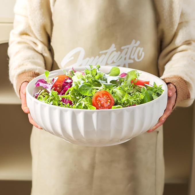 Large Ceramic Mixing Bowls Set, Bowls Set For Kitchen,Large Bowl Set of 3, Prep Serving Bowl for Baking and Mixing Salad,Oven, Microwave and Dishwasher Safe