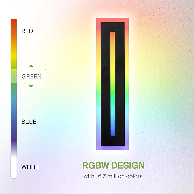 ASD LED 24" Long Wall Mount Light Fixture, Outdoor & Indoor Linear Sconce | RGBW, Smart, Waterproof, Anti-Rust, ETL Listed | 24W 1100LM 2700-6500K 100-277V | Exterior Porch Lighting | Black