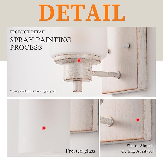 3 Pack Bath Vanity Light Fixture, Modern Indoor Wall Scone Lighting with Opal White Glass Shade, White Gold Wall Lamps