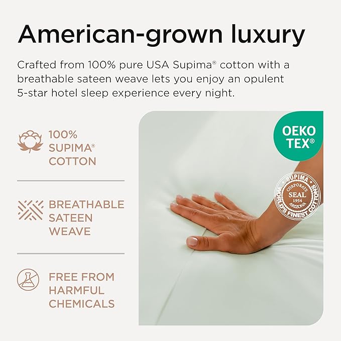 Threadmill California King Sheets, Certified American Supima Cotton Sheets, 1000 Thread Count Hotel Quality, 4 Piece Luxury Bed Sheets Set with Elasticized Extra Deep Pocket, Seaglass