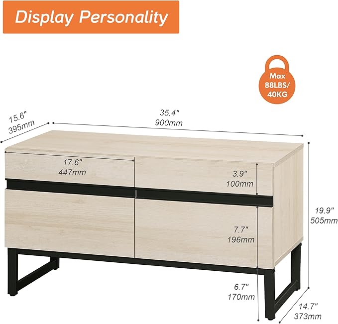 WAMPAT Modern TV Stand for TVs up to 50 inch, TV Entertainment Center Console Table with Storage Cabinet, Wood Media Console for Living Room,Light Oak