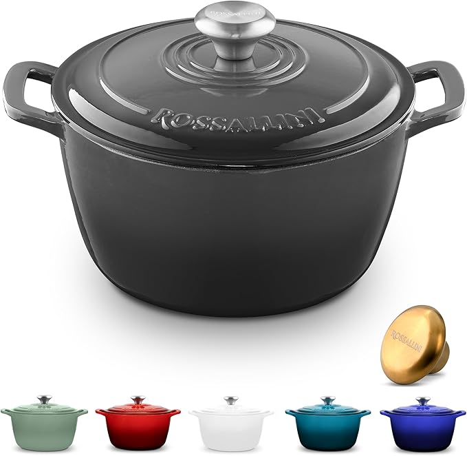 Signature Enameled Cast Iron Dutch Oven, Non-Stick Serving Pot with Tight Fitting Lid for Perfect Roasting, Baking, Sauteing, and Bread Making | 3.5Q (3.3L) - Oyster Grey