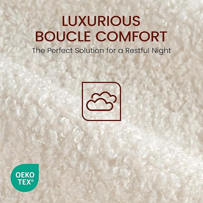 Queen Size Boucle Bed Frame, Upholstered Cloud Bed Frame with Adjustable Headboard, Solid Wood Legs, Rounded Corners Design & Easy Assembly – Modern Platform Bed,Cream