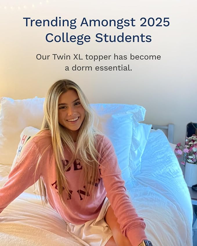 ViscoSoft 4 Inch Pillow Top Memory Foam Mattress Topper Twin XL - Cooling CertiPur-US Certified - Extra Long Hybrid Lux Dual Layer Mattress Pad - Perfect for College Dorms