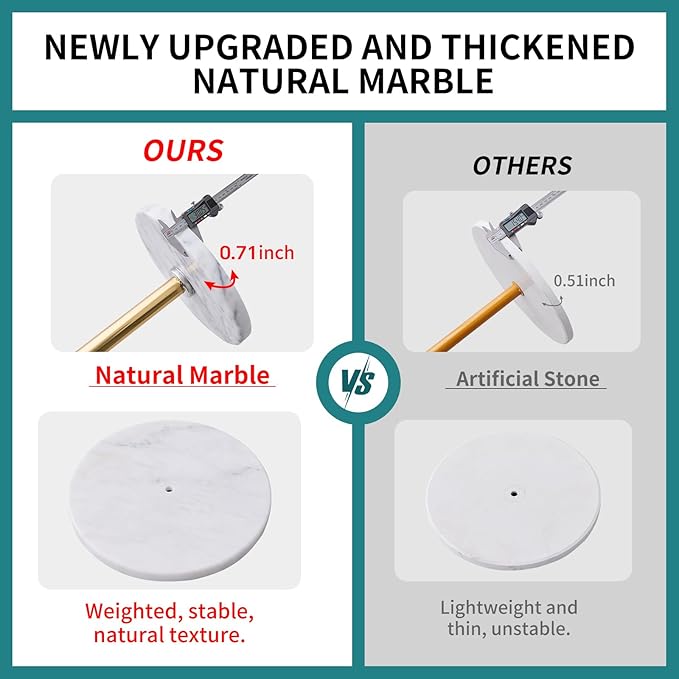 Coat Rack with Natural Marble Base, Solid Stainless Steel Coat Racks Freestanding, Coat Rack Stand with 8 Hooks, Coat Tree Hats Hanger for Entryway, Hallway (Golden)