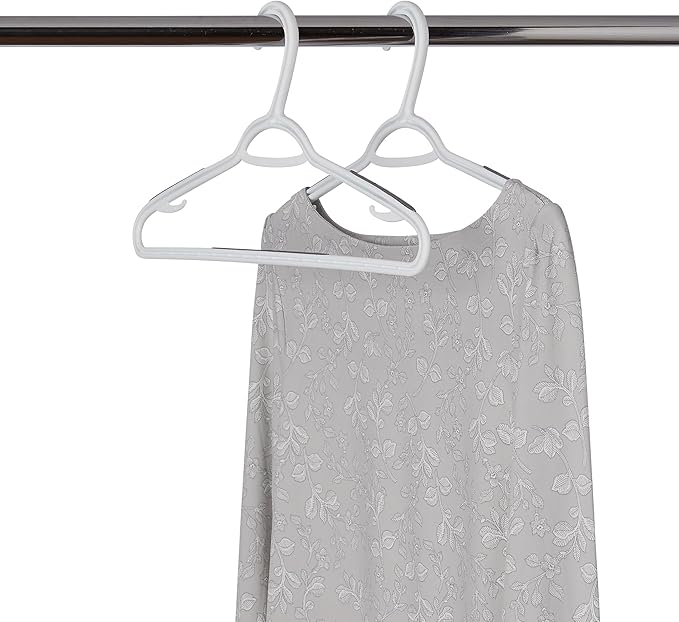Neatfreak Slim Non Slip Hangers - Space Saving Set of 10 With Lingerie Hooks and Pants/Accessories Bar - Patented W Frame White Plastic Hangers