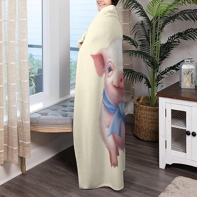 Pink Pig Yellow Super Soft Winter Comfy Throw Blanket Flannel Fleece Lightweight Blanket for Couch Car Bed 50x60 in