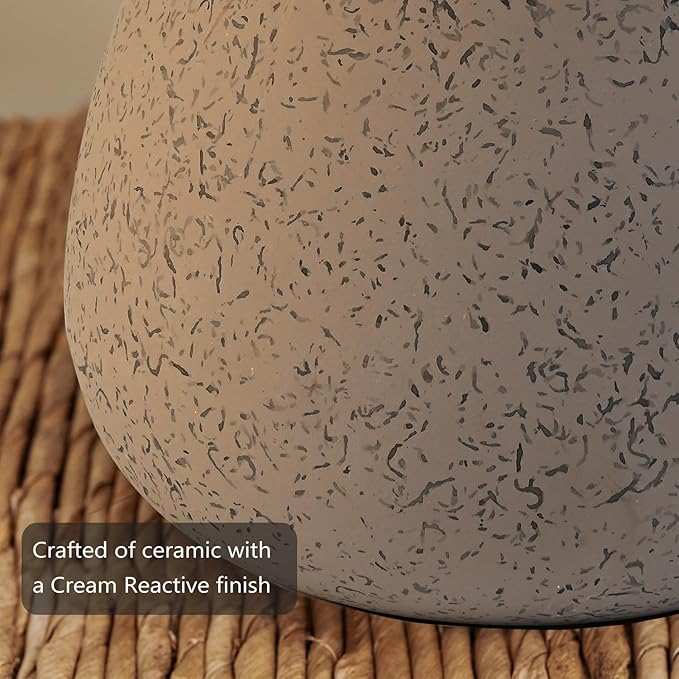 Earth Brown Rustic Ceramic Table Lamp Set of 2, Small Table Lamp Farmhouse Rustic Lamp Set Bedside Table Lamps for Bedroom Nightstand Side Table Lamps for Living Room, 13.7IN