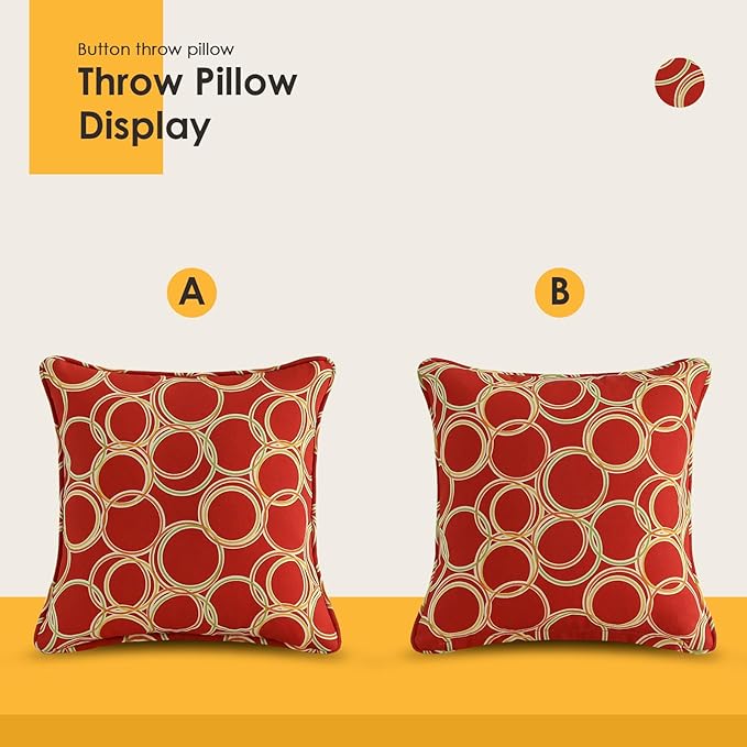 Outdoor Decorative Pillows Pack of 4, 16" x 16" Outdoor Pillow Set for Couch Bed Throw Patio Sofa, Circle Red