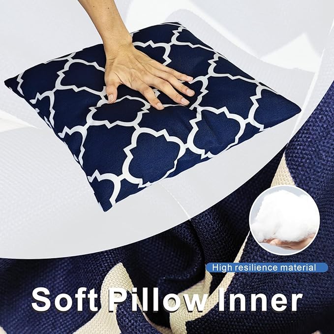 JMGBird 18×18 Inch Outdoor Lumbar Pillows Pack of 2 Colors Waterproof Throw Pillows with Insert Rectangular Decorative Garden Cushion for Home Furniture Patio Coach Sofa