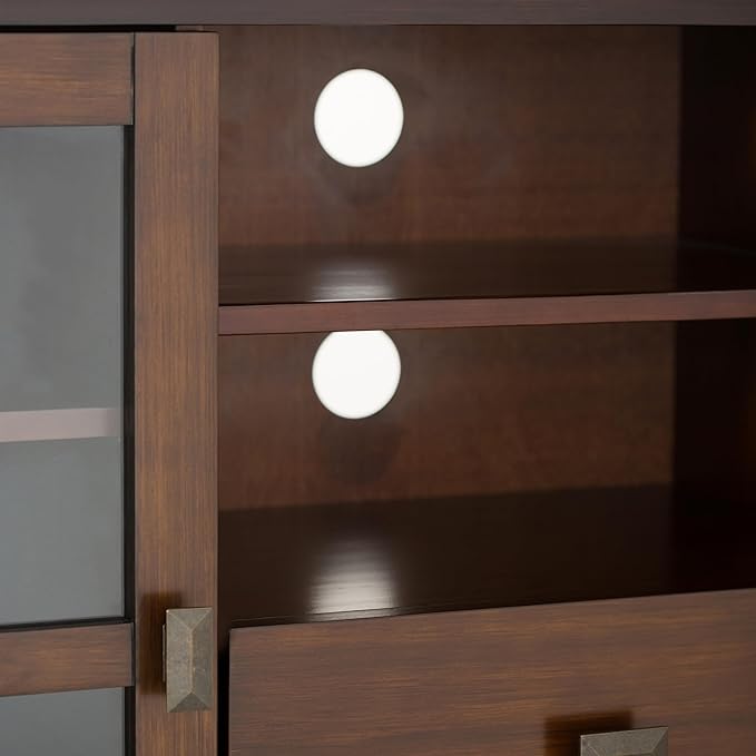 SIMPLIHOME Artisan SOLID WOOD 53 inch Wide Transitional TV Media Stand in Russet Brown For TVs up to 60 inches for the Living Room and Entertainment Center