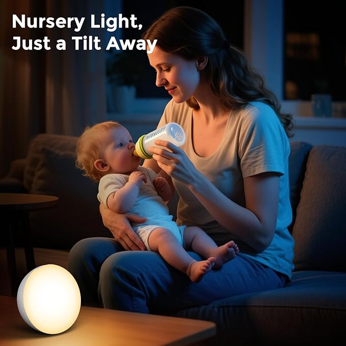 Cordless Bedside Table Lamp with Gravity Sensor | Portable Wireless Rechargeable 2000mAh Battery Operated | Mini Warm Soft Ambient Night Stand Light | Gift for Bedroom, Nursery, Camping & Outdoor