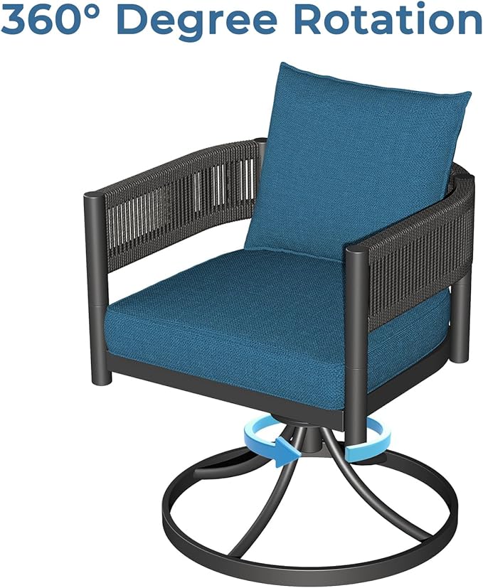 Grand patio 7-Piece Outdoor Dining Set for 6 with 1 Rectangle Expandable Table for 4-6 Person, Metal Woven Wicker Swivel Patio Chairs with Thickened Cushions for Yard, Poolside, Deck (Brown)