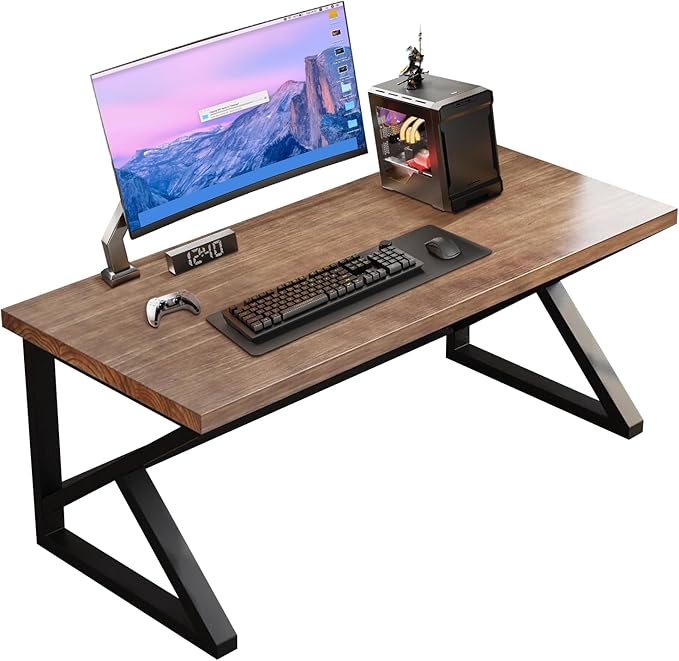 Solid Wood Computer Desk 55-inch Large Office Desk Home Simple Modern Long Desk Study Writing Desk Dining Table for Home Office
