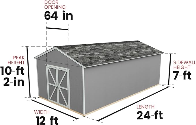 Handy Home Products Astoria 12x24 Do-It-Yourself Wooden Storage Shed- Does not Include Floor kit, Paint, or Roofing Shingles