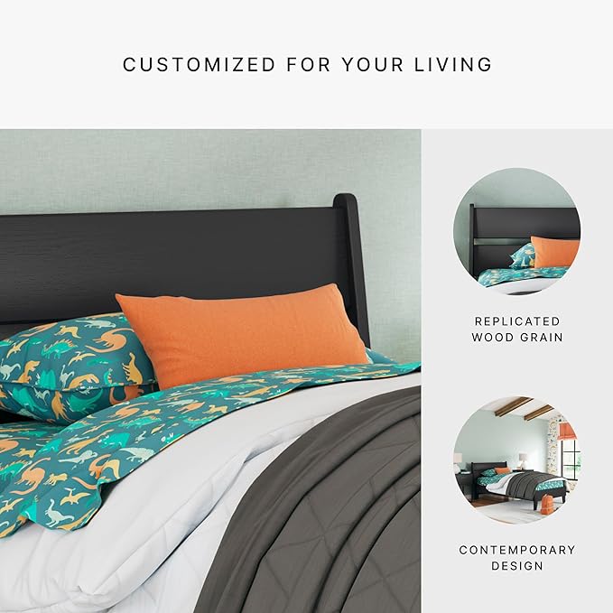 Signature Design by Ashley Socalle Modern Panel Headboard, Twin, Black