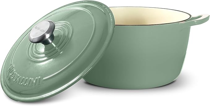 Signature Enameled Cast Iron Dutch Oven, Non-Stick Serving Pot with Tight Fitting Lid for Perfect Roasting, Baking, Sauteing, and Bread Making | 4.5Q (4.2L) - Sage