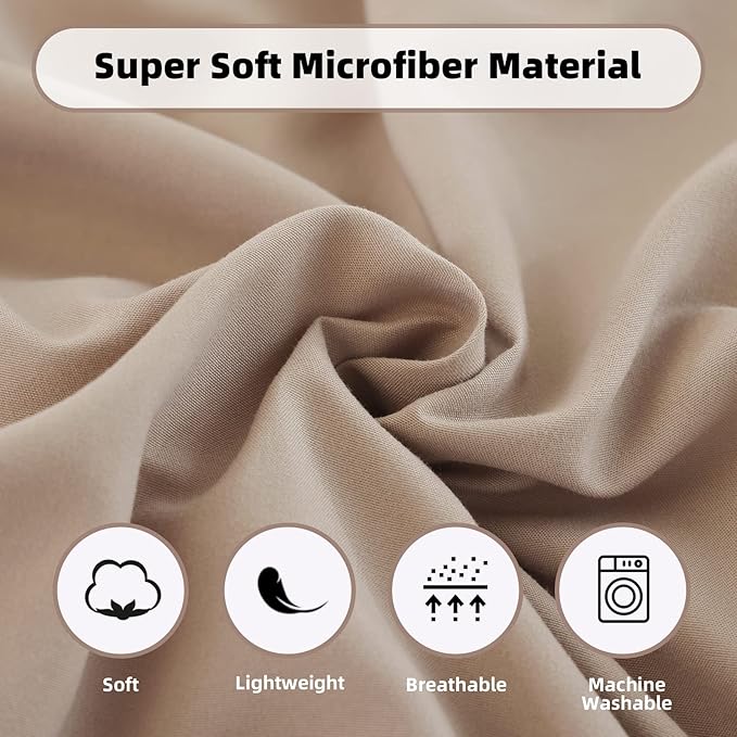 weigelia Queen Comforter Set Taupe Comforter Set 7 Pieces Bed Comforter Set with Fitted Sheets, Flat Sheets, Pillow Shams and Pillowcases for All Season