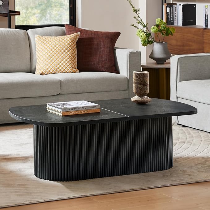 HULALA HOME Modern Lift Top Coffee Table with Storage, Space Saving Living Room Table, Multi-Functional Wood Coffee Table(Black)