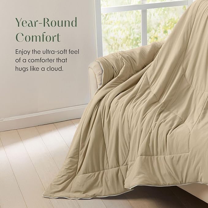 Springtree Home Luxury Viscose from Bamboo Blanket & Comforter | Oversized Viscose from Bamboo Throw Blanket- 50" x 70" | Cooling Blanket & Comforter | Breathable & Lightweight | Throw - Oxford Tan