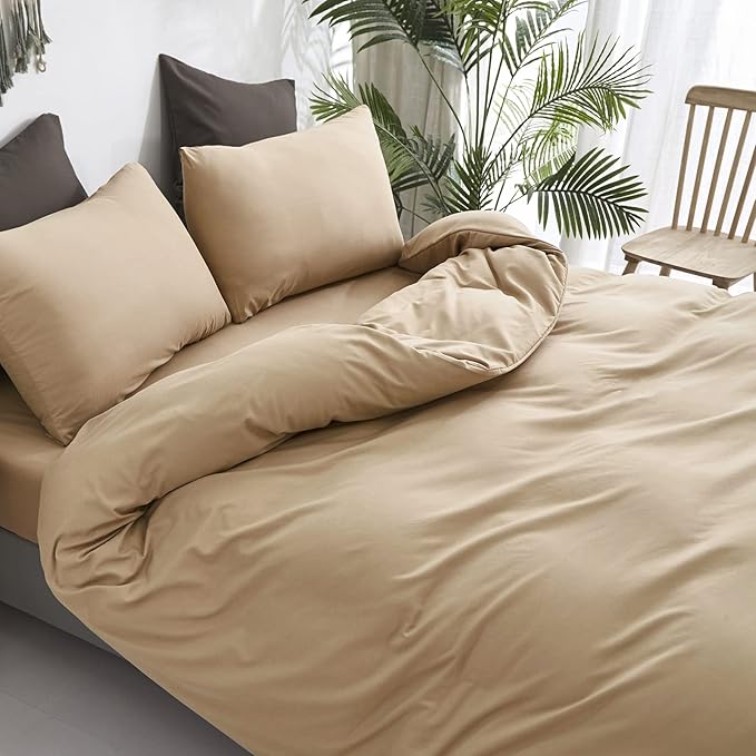Cottonight Khaki Comforter Set King Beige Champagne Bedding Comforter Women Men Taupe Sand Color Quilts Blanket Soft Breathable Cozy Lightweight Modern Solid Dark Champagne Comforter Set All Season