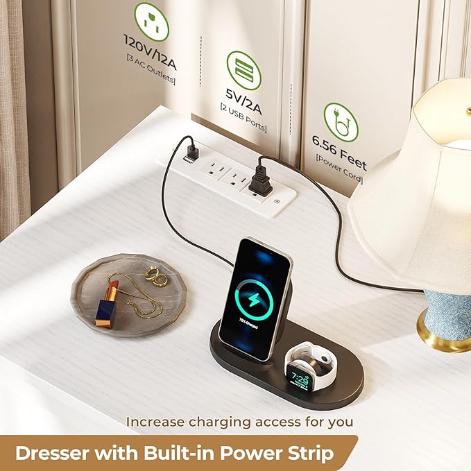 Hasuit White Dresser for Bedroom with 9 Drawers, 51.2" Large Drawer Dressers with Charging Station, Wide Farmhouse Dressers Chest of Drawers, Wooden Storage Tower Organizer, Dresser for Bedroom Closet