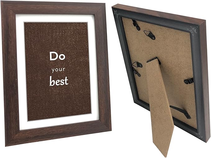 5x7 Walnut Picture Frame Set of 3 with Real Glass for Pictures 4x6 with Mat or 5x7 Without Mat, Wall or Tabletop Gallery Photo Frames
