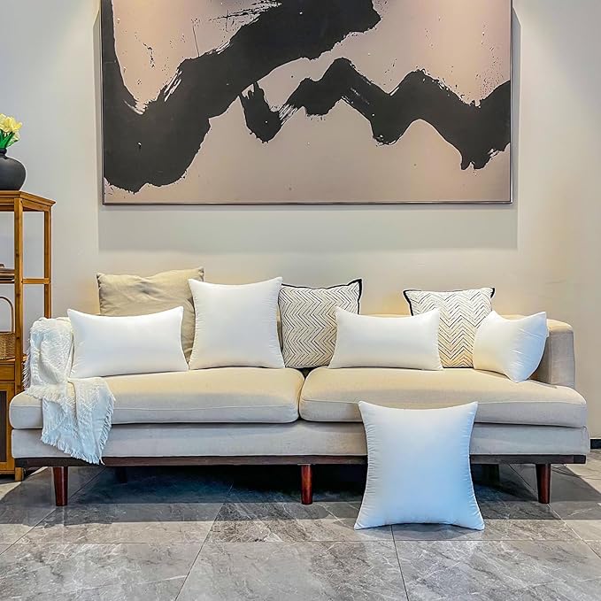 18x18 Inch Outdoor Throw Pillow Inserts, Pack of 2 - Premium Water-Resistant Decorative Pillows Stuffer for Patio Furniture,Sofas,Chairs &Porch Swing - White