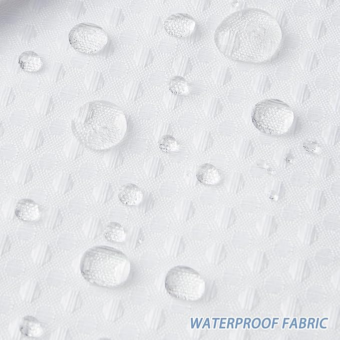 Furlinic Waffle Weave No Hook Shower Curtain with Snap in Fabric Liner Set,Heavy Duty Textured Bathroom Curtain with See Through Window,Waterproof & Machine Washable,Hotel Style,White,71x75 Inch