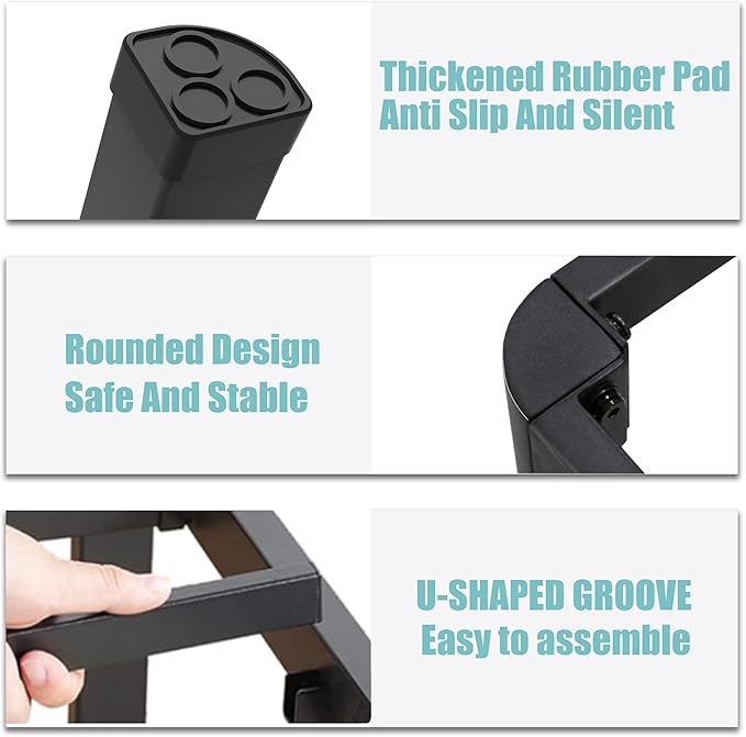 Full Bed Frame with Round Corner Edge Legs, 14 Inch Heavy Duty Support 3500 lbs Metal Platform Bed Frame Full Size, No Box Spring Needed/Noise Free/Non-Slip/Steel Slat Support