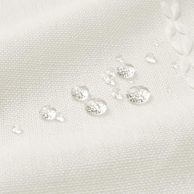 MitoVilla White Shower Curtain 72 x 78, Boho Farmhouse 78 inch Long Polyester Linen Tassel Ultra Thick Heavy Duty Fabric Shower Curtains for Chic Cottagecore French Rustic Bathroom Decor Ivory