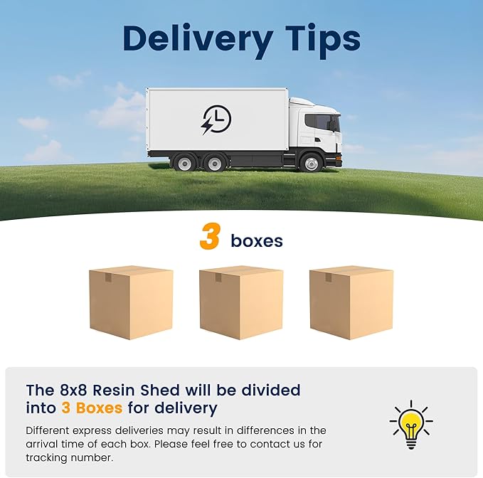 UDPATIO Outdoor Storage Shed 8 x 8 FT, Resin Garden Sheds Plastic Patio Outdoor Storage with Lockable Door for Tool, Bike, Garbage Can Gray White