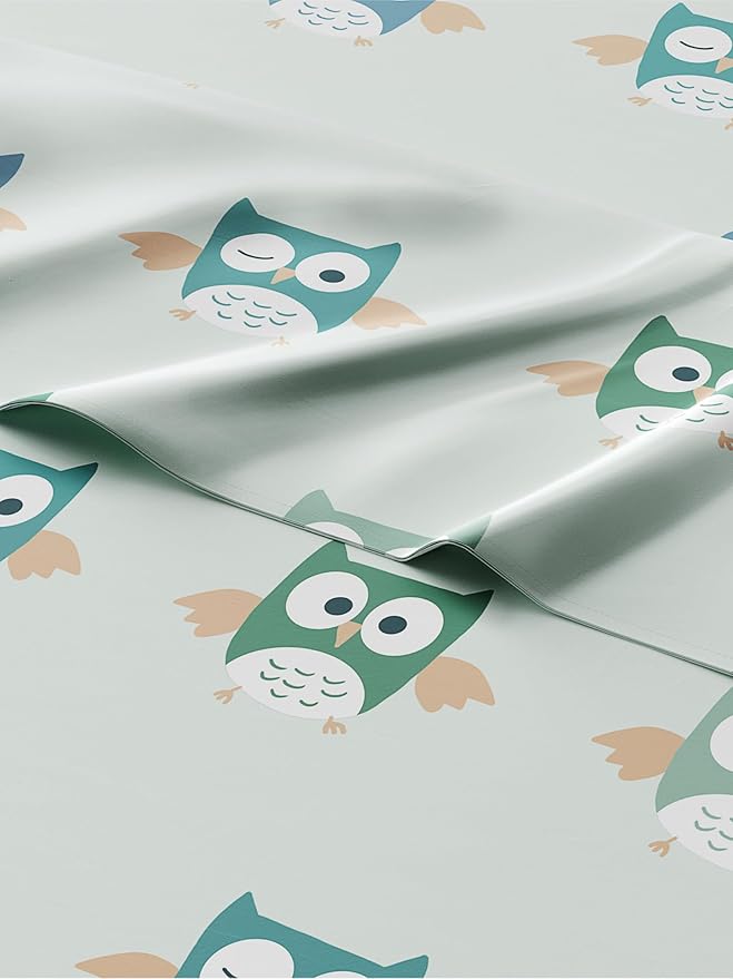 Kids Owls Twin 3 Piece Sheet Set - Boys, Girls, Teens, Toddler - Easy Fit, Deep Pockets - Breathable, Hotel Quality Bedding Sheets - Machine Washable & Wrinkle Free - Cute, Cozy & Soft - CGK Linens