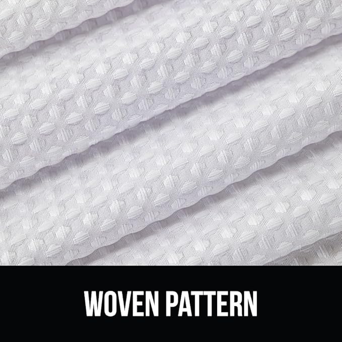 GORILLA GRIP Waffle Shower Curtain, Thick Weighted Fabric, Wrinkle and Rust Resistant, Classic Hotel Quality Design, Heavy Duty Long Curtains for Bathroom Showers, Bath Tubs, Machine Wash, 72x72 White